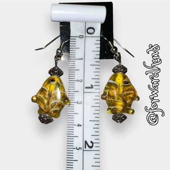 Two Pair of Artisan Hand Crafted Glass Fish Earrings – Red and Yellow - Picture 11 of 14